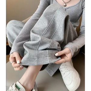 <span class=keywords><strong>Pantaloni</strong></span> della <span class=keywords><strong>tuta</strong></span> lunghi piatti foderati in pile nuovi autunno inverno snelliti Casual a vita alta larghi a gamba dritta Plus-Size - Product Image 4