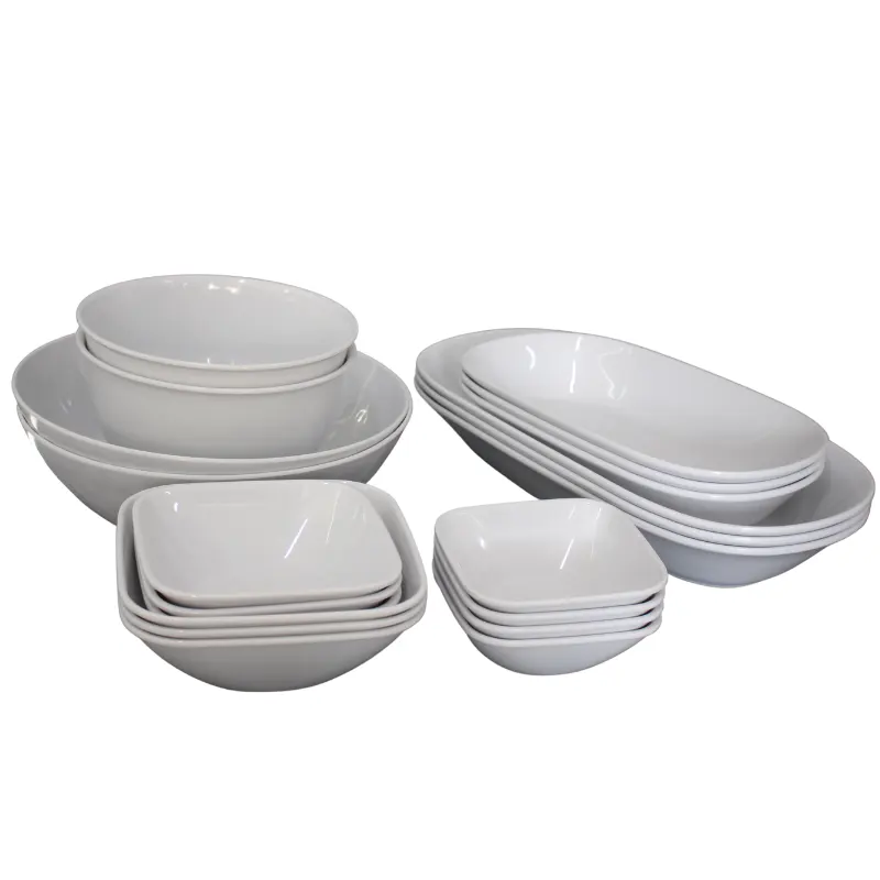 Gốm Melamine Bộ Đồ Ăn Cho Khách Sạn Tấm Trắng Bát Hình Bầu Dục Món Ăn