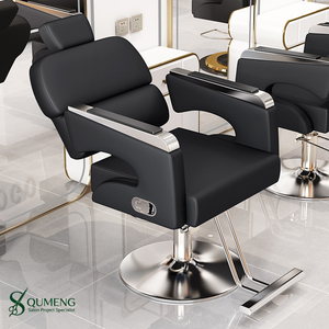 Sillón Hidráulico Reclinable Plateado, Sillón de Salón Personalizado con Base Resistente, Altura Ajustable, Sillas de Peluquería para Corte y Estilismo - Product Image 1