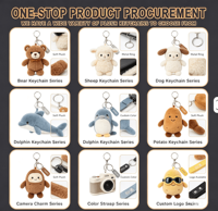 Porte-clés en peluche chat blanc mignon avec logo personnalisé, pendentif de sac chat ailé, sangle de poignet tressée noire et beige, breloque de sac à dos, cadeau