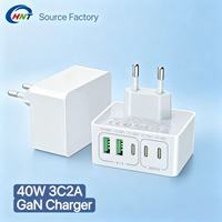 Chargeur rapide multi-ports 40W 5 ports 3C2A PD20W Type-C USB-A, bloc de charge de voyage ignifuge, prise EU US UK pour téléphone portable et ordinateur portable