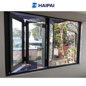 Hiện Đại 4-Bảng Điều Chỉnh Cửa Sổ Nhà Bếp Bi-Gấp Kính Louver Nhôm Hợp Kim Ngang Mở Gấp Màn Hình Thép Không Gỉ Lưới - Product Image 4