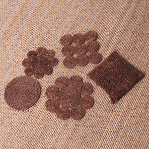 Handmade Palm Fiber Woven Coaster Round <b>Mat</b> Zen Style Heat Insulation Teacup Pad Table Decoration Accessory - Product Image 3