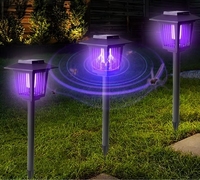 2-in-1 Solar LED Bug Zapper Outdoor Waterdicht Paars Muggenmoordenaar Lamp Decoratief Tuinlicht Achtertuin Patio BBQ Niet-giftig