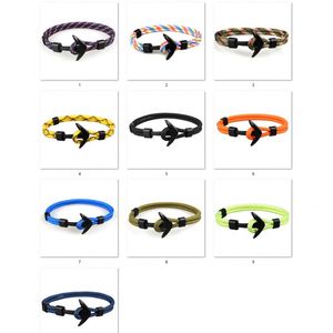 Pulsera de cuerda de nailon de moda con dijes de avión y ancla de barco para hombre, joyería tejida a mano - Product Image 2