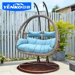Conjunto de muebles de exterior de ratán, silla colgante de <span class=keywords><strong>resina</strong></span> de plástico, hamaca, columpio con forma de huevo Doble - Product Image 5
