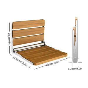 مقعد استحمام قابل للطي من خشب الساج مع إطار من الفولاذ المقاوم للصدأ 304، يتحمل وزن 330 رطل - Product Image 6