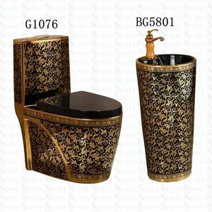 Toilet Keramik Kamar Mandi, Mangkuk dan Wastafel Warna Emas Mencuci Harga Desain Toilet Satu Buah