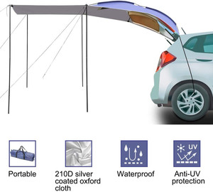 Woqi Waterproof Auto <strong>Canopy</strong> Camper Trailer Tent <strong>Roof</strong> Top for SUV Minivan Hatchback Camping Outdoor Travel 5-6 Persons - Product Image 3