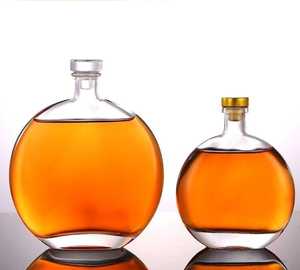 Bouteille de vin vide avec forme ronde plate Bourgogne 250ml 500ml Bouteille de liqueur <span class=keywords><strong>Magnum</strong></span> avec matériau en verre transparent Vente en gros - Product Image 3