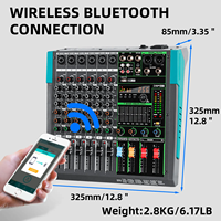 Console de mixage audio USB 6 canaux AT6, contrôleur numérique avec effets DSP pour DJ, scène, diffusion en direct, enregistrement en studio