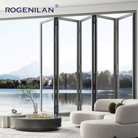 빌라 방수 접이식 도어 외부 알루미늄 아코디언 파티오 도어 이중 유리 접이식 유리문