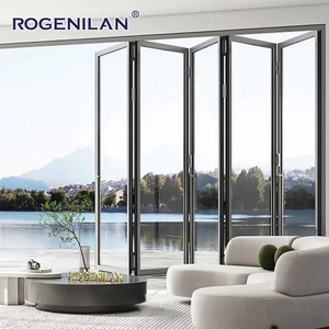 Porte pliante extérieure en aluminium imperméable pour villa, porte accordéon pour patio, <span class=keywords><strong>double</strong></span> vitrage, porte pliante en verre - Product Image 1