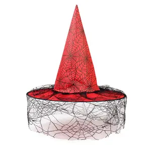 Halloween Feest Decor Paars Rood Zwart Heks Hoeden Voor Vrouwen Volwassen Heks Vampier Halloween Kostuums Accessoires