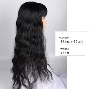 <span class=keywords><strong>Donna</strong></span> europea americana di alta qualità parrucca lunga riccia soffice trecce capelli artificiali testa intera tra cui acqua increspatura aria frangia - Product Image 3