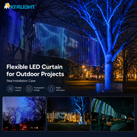 Écran LED flexible en maille P50 pour projets extérieurs en Lettonie, étanche IP68, transparent, pour façade de bâtiment, affichage en grille de pixels