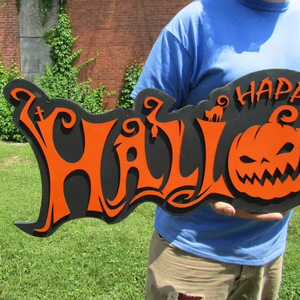 202509 Halloween Jack O Lantern Spooky Forest Black Cat Prop Madera Otoño Decoración Signo Haunted Grave Yard Theme - Product Image 3