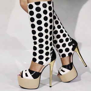 Botas Altas Personalizadas con Punta Abierta y Tacón Alto para Mujer, Sandalias con Forma de Corazón, Talla Grande 47, Zapatos con Parches, Plataforma, Botines Largos - Product Image 1