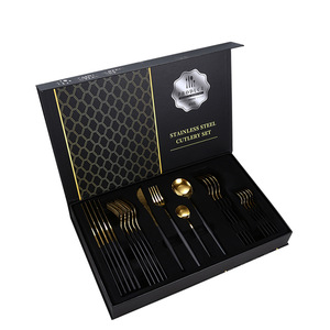 畅销书Langlebig，个人标志，Loffel，Gabel，Schwarzgold，Geschirr，Besteck-Set，24-tlg - Product Image 1