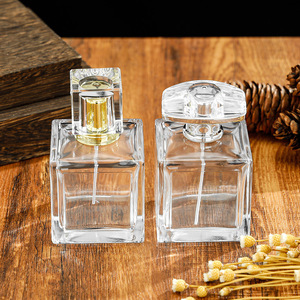 Factory In Stock 100ml Transparent Square Glass Press Spray <b>Perfume</b> Bottle Luxury Refillable Fragrance Bottle - Product Image 2