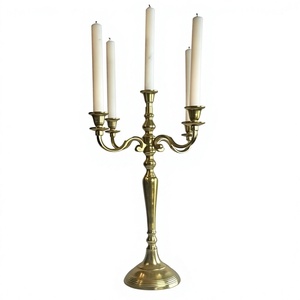 Handmade 5 Arms Luxury Candle Stand For <b>Candlestick</b> Gold Finish Antique Candelabra For Wedding Occasion Tabletop Decor Ideas - Product Image 1