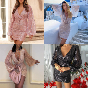 Liu Ming Luxo 2024 Novidades Roupas Primavera Mulheres Sexy Lantejoulas Aniversário Anoitecer Bodycon Mini Vestido - Product Image 2