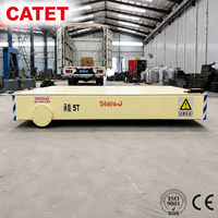 Chariot à plateau sans rail télécommandé sans fil 5 tonnes, chariot électrique à direction à 360 degrés pour le manutention de marchandises industrielles légères