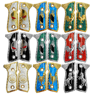 Guancette Personalizzate Incise in Oro Finitura Diamante e Perla per Beretta 92 92fs 96 <span class=keywords><strong>M9</strong></span> Full Size - Product Image 6