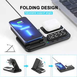 Hot đa chức năng 4 trong 1 sạc không dây đồng hồ báo thức cargador inalambrico Tres En UNO cho Iphone 14 15 xem AirPods - Product Image 2