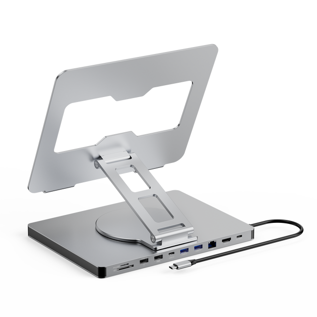 360 Degree Rotating Adjustable Folding Phone Tablet Laptop Notebook Stand Aluminum 10-In-1 USB-C USB C Hub Docking Station
