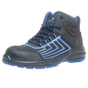 设计您自己的防滑工人前10名舒适的蓝色耐磨钢脚趾防静电工人安全鞋