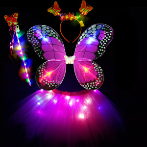 Conjunto de Alas de <span class=keywords><strong>Mariposa</strong></span> Brillantes para Niñas con Luz, Vestido de <span class=keywords><strong>Mariposa</strong></span>, Diadema, Varita, Disfraz de Fiesta de Halloween, Accesorios de Hada, Navidad - Product Image 5