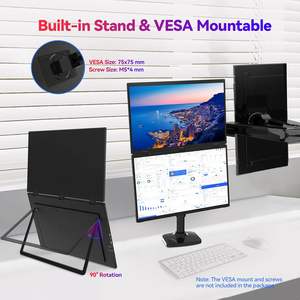 Moniteur portable double empilable de 18,5 pouces pour ordinateur portable, 100 Hz, 1080p, écran pliable, extension d'écran réglable, moniteur double empilable pliable - Product Image 6