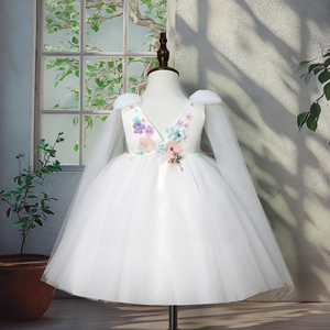 Abiti da Principessa per Bambine con Ricamo Floreale Bianco, Vestiti da Cerimonia per Feste di <span class=keywords><strong>Compleanno</strong></span> e Matrimoni - Product Image 5