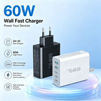 Chargeur multi-ports HNT ODM/OEM 60W PD30W QC3.1 USB A + Type C et chargeur de voyage portable pour iPhone Android, logo personnalisé
