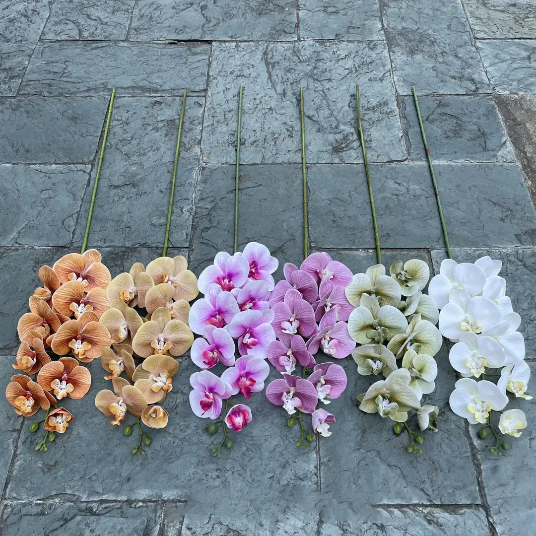 Искусственная Орхидея с несколькими цветами, растительная стеклянная ваза, декор стола для ресторана, отеля, День матери, новый год, Рождество