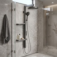 Système de douche pluie numérique intelligent thermostatique mural en laiton de luxe robinets de support de sol Massage des épaules pour les salles de bains d'hôtel