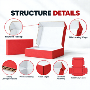 Factory Direct Logo Printing <b>Red</b> Matt Lamination Reusable Luxury Custom Foldable Corrugated Mailer <b>Box</b> for Wedding Packaging - Product Image 2
