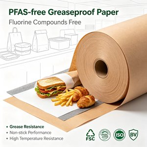 Papier alimentaire personnalisé sans PFAS, résistant à la graisse, pour <span class=keywords><strong>charcuterie</strong></span>, 14 pouces, avec logo, vente en gros usine - Product Image 1