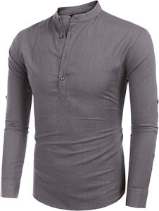 Camicie Henley vendita abbigliamento estivo <span class=keywords><strong>uomo</strong></span> <span class=keywords><strong>lino</strong></span> tinta unita camicie oversize a <span class=keywords><strong>manica</strong></span> <span class=keywords><strong>corta</strong></span> per gli uomini - Product Image 6