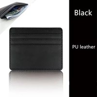 Porte-cartes de crédit en PU en gros pour hommes et femmes, 4 emplacements, couleur unie, logo personnalisé, porte-cartes bancaire fin en cuir