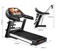 Caminadora Comercial Multifuncional Silenciosa con Reposabrazos, Equipo de Fitness Inteligente con Cinta de Correr Ancha para el Hogar