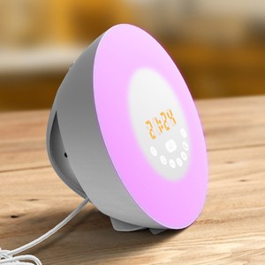 Smart Natural Wake Up Alarm Clock Led Ambient <b>Light</b> <b>Sleep</b> <b>Light</b> Simulates Sunrise Sunset Touch Control Circular Shape - Product Image 3