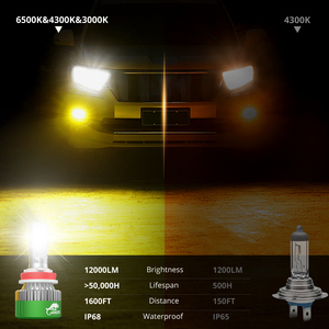 BOSLLA <span class=keywords><strong>Super</strong></span> brillante C4 3 colores H1 H3 H7 H11 9005 9012 H13 H4 faros Led para coches luz 6500K 4300K 3000K bombilla automática amarilla - Product Image 6