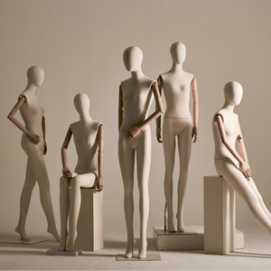 High-end Female Full-body Fabric-covered Dress Form | Fiberglass Multi-joint <b>Standing</b> Pose - Product Image 1