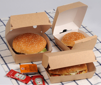 Boîte alimentaire jetable en papier kraft, résistante à la graisse et à l'eau, avec gaufrage et revêtement UV, pour nouilles, chips et pizza