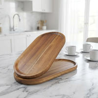 Bandeja de Servir de Madera, Tamaño Personalizado, Plato Ovalado de Bambú para Alimentos, Uso Doméstico, Utensilios de Cocina Ecológicos, Venta al Por Mayor, OEM, a Granel