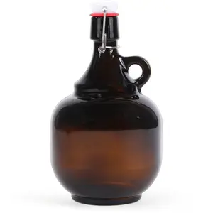 Venta al por mayor vacío ámbar 2 L swing top vidrio cerveza botellas Growler embalaje