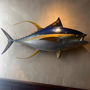 3D gerçekçi reçine Tuna duvar sanatı canlı el-boyalı balık heykel kıyı oturma odası plaj Bar deniz ürünleri restoran dekor - Product Image 1