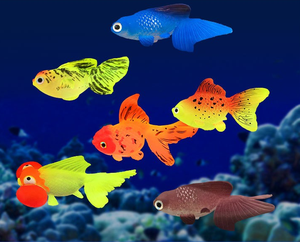 <span class=keywords><strong>Pesce</strong></span> Rosso Galleggiante Realistico Moderno e Leggero che si Illumina al Buio, Ornamento per Acquario, <span class=keywords><strong>Pesce</strong></span> Colorato in Silicone - Product Image 1